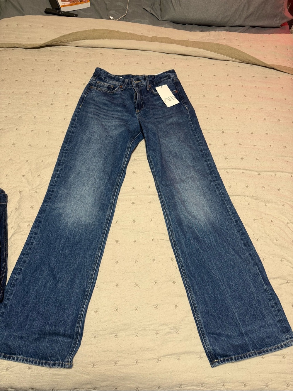 Zara Medium Blue Wide-Leg Women's Jeans